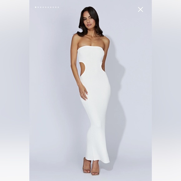 NWT! Meshki Kori Knit Bandeau Maxi Dress White - Picture 1 of 2